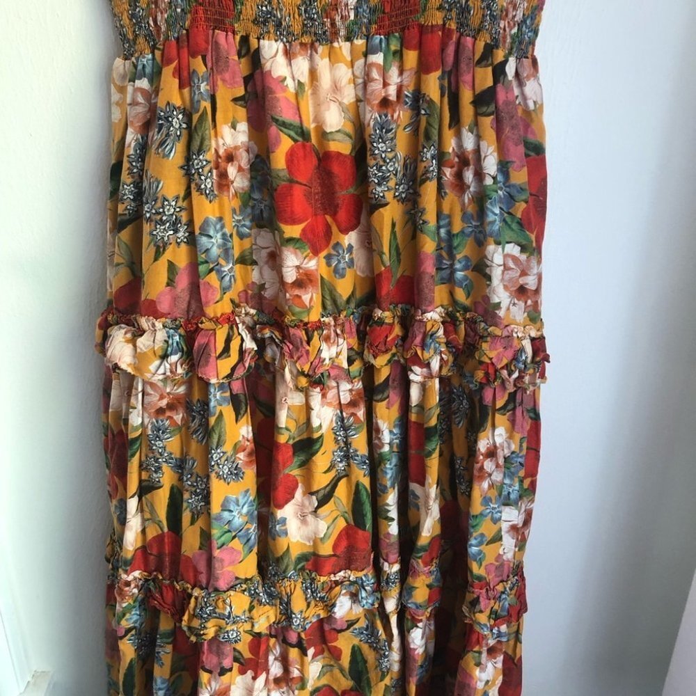 Nicholas Size 16 Smocked Floral Tiered Smocked Adjustable Strap Dress - Picture 5 of 12
